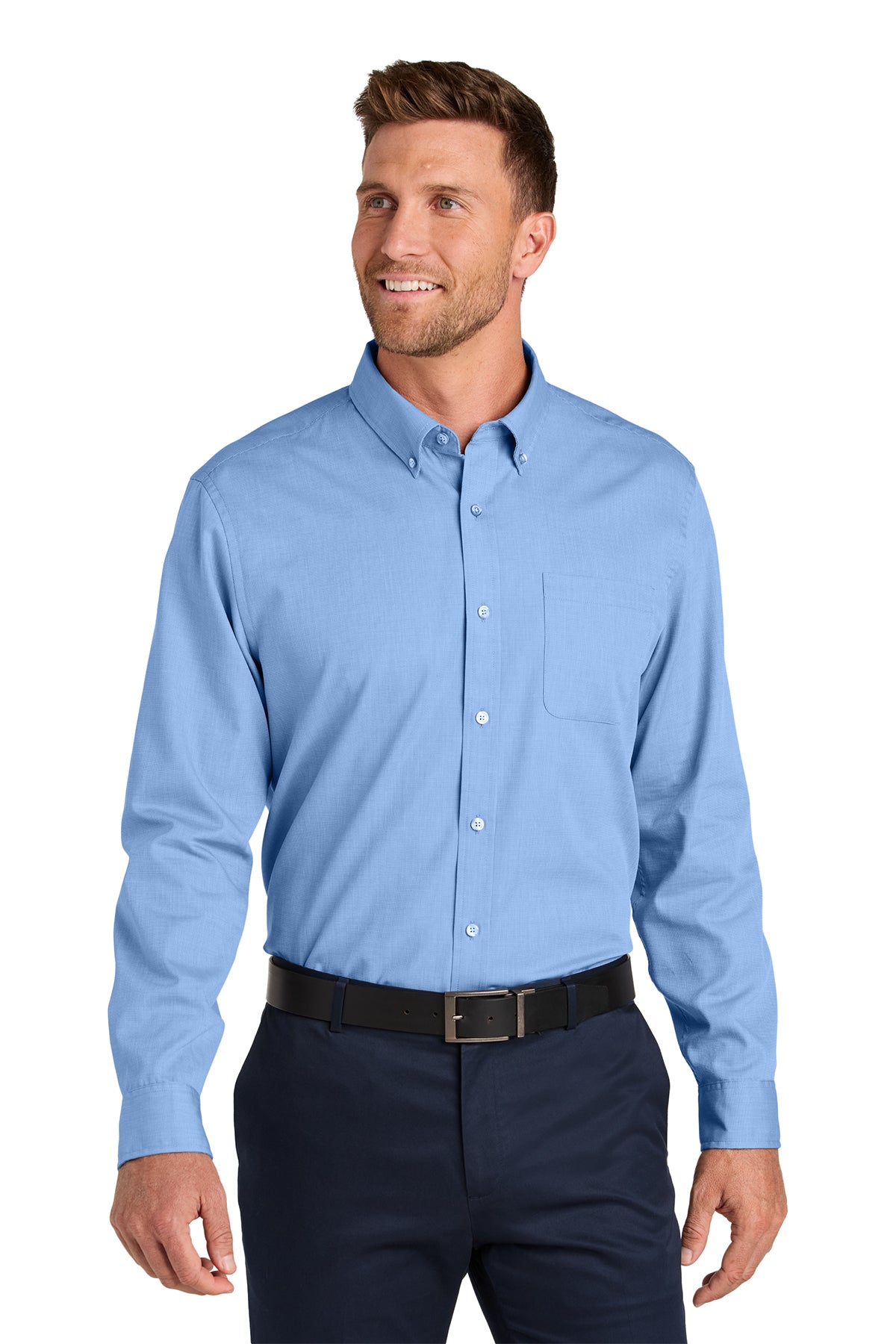 Long Sleeve Button Down Shirt (Port Authority W816) - embroidered left chest logo