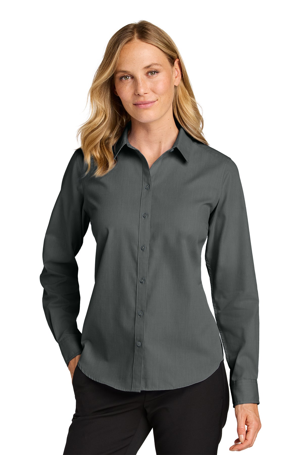 Ladies Long Sleeve Button Down Shirt (Port Authority LW816) - embroidered left chest logo