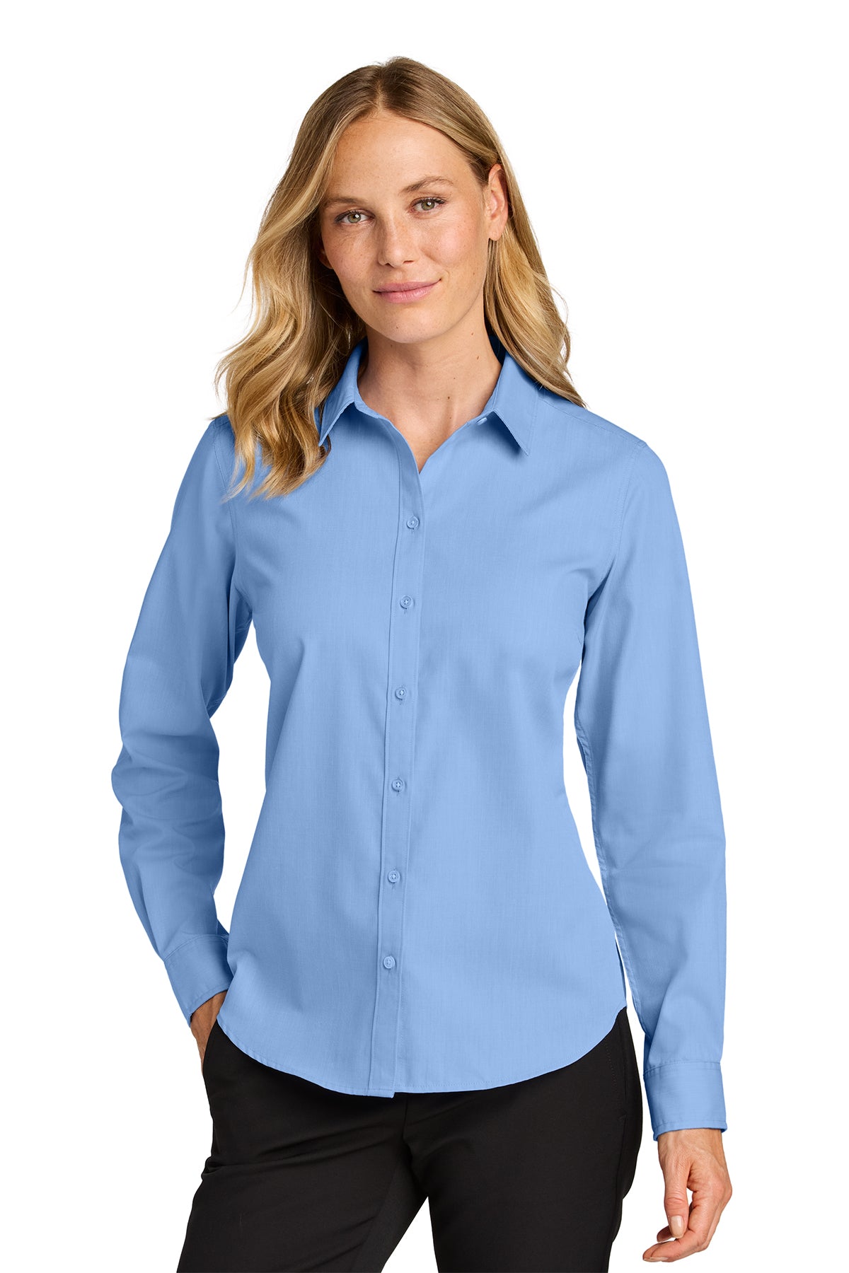 Ladies Long Sleeve Button Down Shirt (Port Authority LW816) - embroidered left chest logo