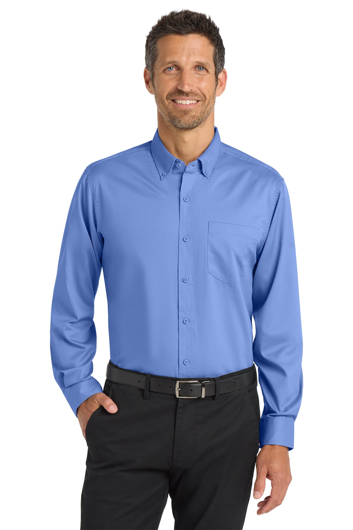 Long Sleeve Button Down Shirt (Port Authority S663) - embroidered left chest logo