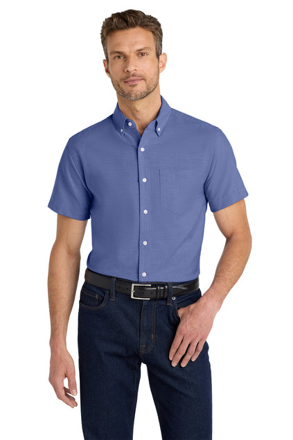 Short Sleeve Button Down Shirt (Port Authority S659) - embroidered left chest logo and sleeve