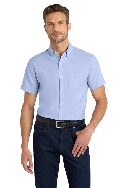 Short Sleeve Button Down Shirt (Port Authority S659) - embroidered left chest logo and sleeve