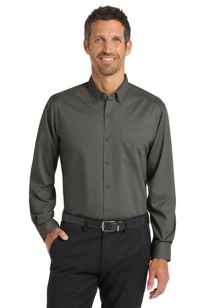Long Sleeve Button Down Shirt (Port Authority S663) - embroidered left chest logo