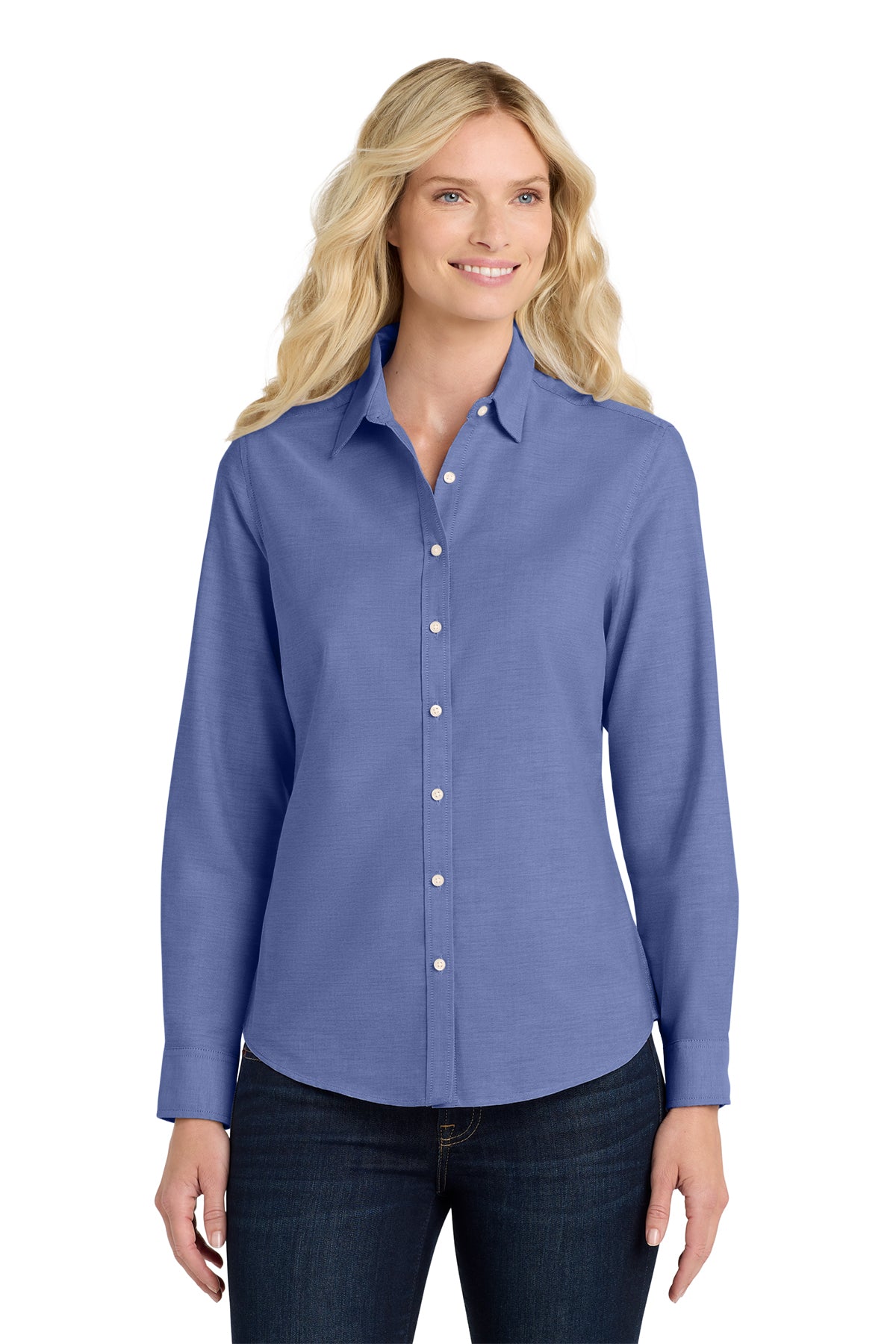 Ladies Long Sleeve Button Down Shirt (Port Authority L658) -embroidered left chest logo